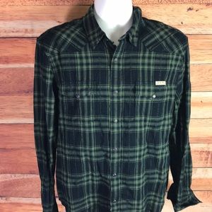 LUCKY BRAND: Stylish Green Striped flannel. Size L